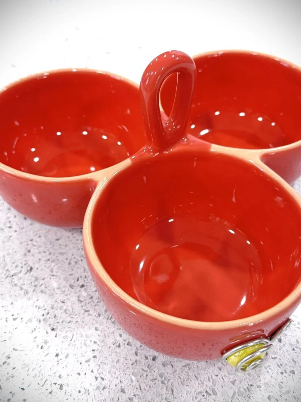 RARE Crate & Barrel Made in Portugal Ceramic 3-Part Appetizer Condiment Server